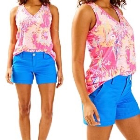 Lilly Pulitzer Callahan Textured Shorts Lapis Blue Size 10 - Picture 1 of 10